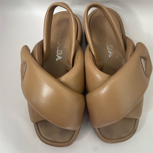 PRADA Padded Slingback Soft Leather Sandals - Picture 12 of 13